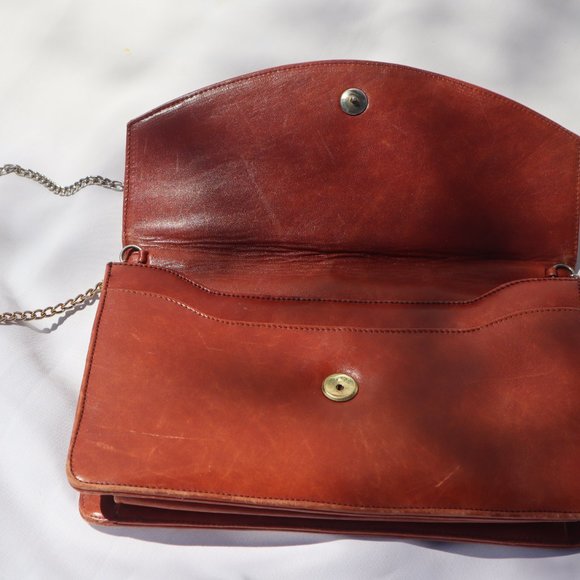 Vintage brown Shoulder bag with gold chain strap - Picture 3 of 7